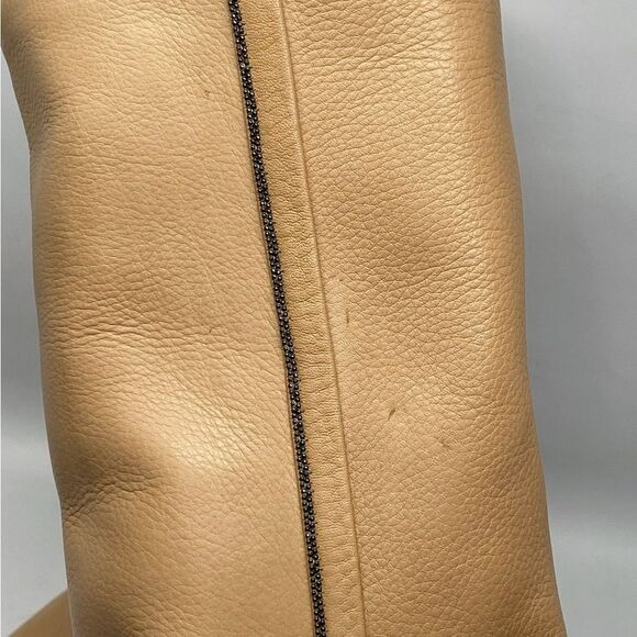 Brunello Cucinelli Bead embellished Leather Kitten-Heel Boots size 37 - Picture 9 of 12